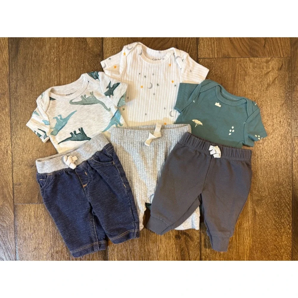Newborn Baby Boy Bodysuits Shirts Jeans Pants Outfits Clothes Lot Dinosaurs